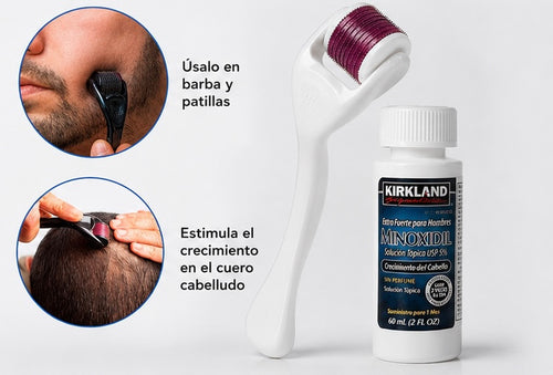 Combo Minoxidil Kirkland + Dermaroller ⭐